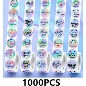1,000pcs Holographic Thank You Stickers